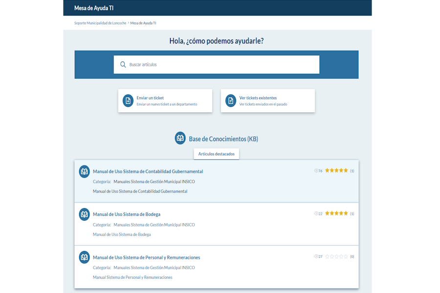 Plataforma Mesa de Ayuda TI